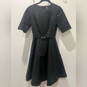 Ted Baker black brocade polka dot dress with belt